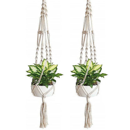 2Pcs Macrame Hangers,  Indoor Outdoor Hanging Planter Shelfs, Decorative Flower Pot Holder Hanging Baskets for , Boho Home Decor, for Succulents, Cacti, and Herbs