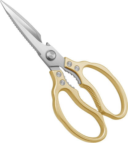 Kitchen Shears,  Kitchen Scissors Heavy Duty Dishwasher Safe Tijeras De Cocina, Multi-Purpose Sharp Cooking Scissors for Kitchen, Chicken, Poultry, Fish, Meat, Herbs-Gold