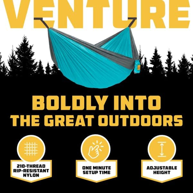 Camping Hammocks - Portable Hammock Single or Double Hammock for Outdoor, Indoor W/ Tree Straps - Backpacking, Travel, and Camping Gear