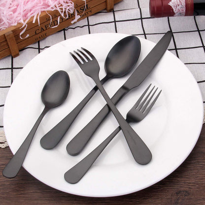 Matte Black Silverware Set, Satin Finish 20-Piece Stainless Steel Flatware Set,Kitchen Utensil Set Service for 4,Tableware Cutlery Set for Home and Restaurant, Dishwasher Safe