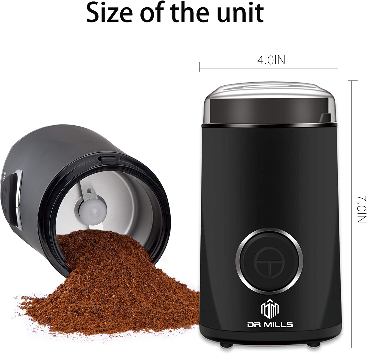 DM-7441 Coffee Grinder Electric,Coffee Bean Grinder,Spice Grinder,Blade & Cup Made with SUS304 Stianlees Steel (Black)