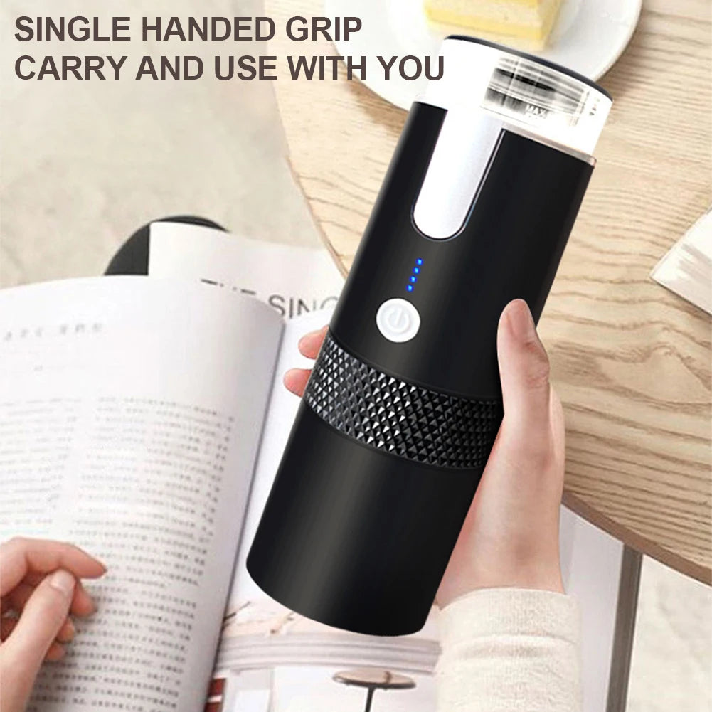 170ML Electric Coffee Machine Portable Coffee Maker Rechargrable Compatible with Capsule & Ground Coffee for Home Kitchen Office