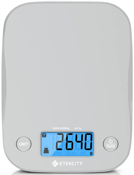 Food Kitchen Scale, Digital Weight Grams and Oz for Cooking, Baking, Meal Prep, and Diet, Medium, Gray