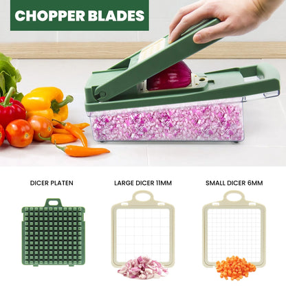 Vegetable Chopper,  Multifunctional 12-In-1 Veggie Chopper with 7 Blades, Onion Chopper Food Chopper Vegetable Slicer Cutter Dicer