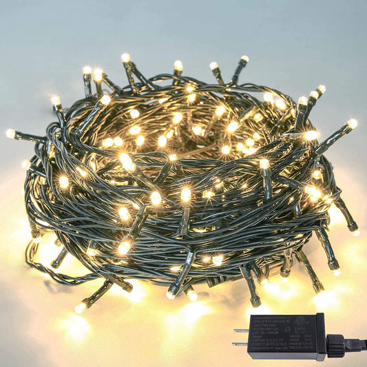 Upgraded 82FT 200 LED Christmas String Lights Outdoor/Indoor (Extendable Green Wire, Ultra-Bright with 8 Modes, UL Certified), Fairy String Lights for Xmas Tree Holiday Party Decoration, Warm White