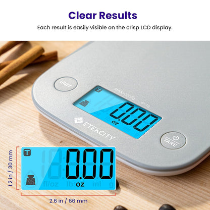 Food Kitchen Scale, Digital Weight Grams and Oz for Cooking, Baking, Meal Prep, and Diet, Medium, Gray