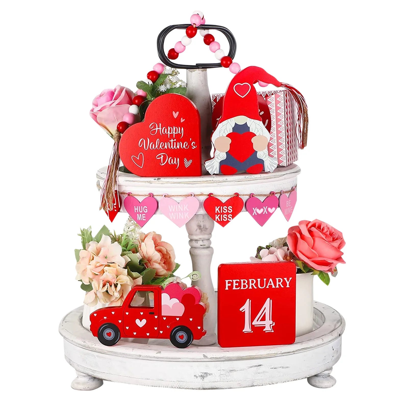 Valentine'S Day Tiered Tray Decor Valentine'S Day Layered Pallet Decoration Cute Valentine'S Day Decorative Enthusiasts Birds Love Layered Pallet Wedding Anniversary Party Supplies (Tray Not Include)