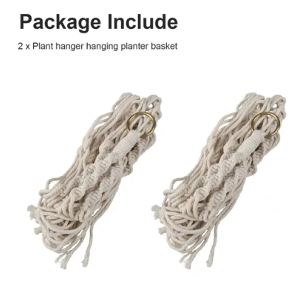 2Pcs Macrame Hangers,  Indoor Outdoor Hanging Planter Shelfs, Decorative Flower Pot Holder Hanging Baskets for , Boho Home Decor, for Succulents, Cacti, and Herbs