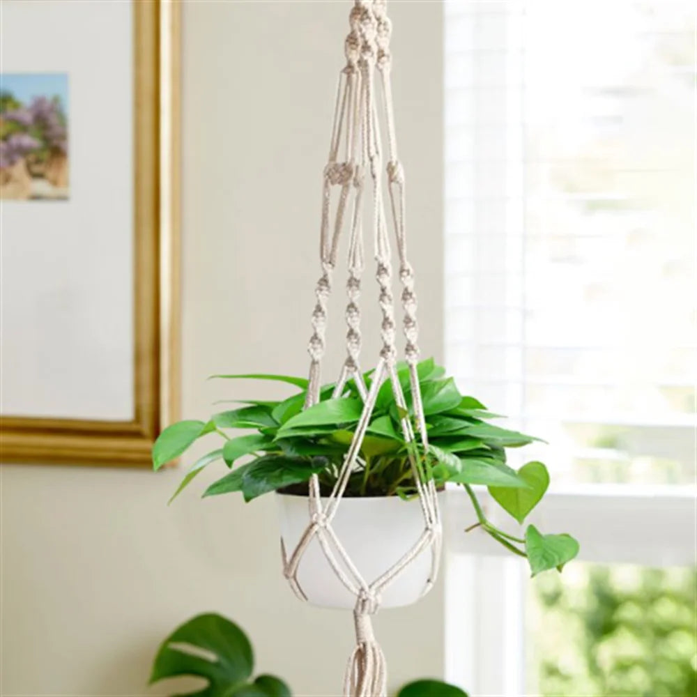 2Pcs Macrame Hangers,  Indoor Outdoor Hanging Planter Shelfs, Decorative Flower Pot Holder Hanging Baskets for , Boho Home Decor, for Succulents, Cacti, and Herbs