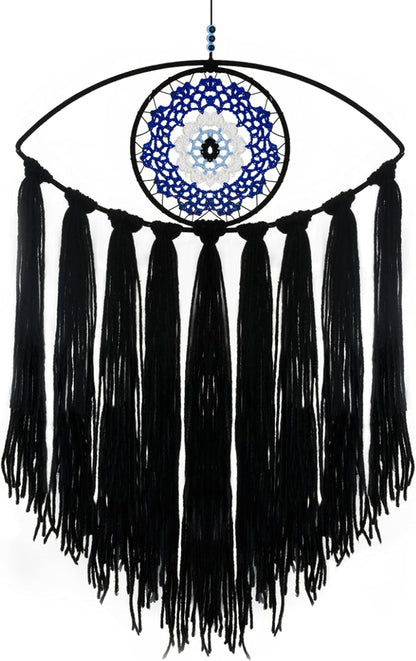 Evil Eye Dream Catcher - Black Dream Catchers for Bedroom, Evil Eye Wall Hanging for Witch Dark Decor, Gothic Wall Decorations, Ornament Craft Gift(Black)