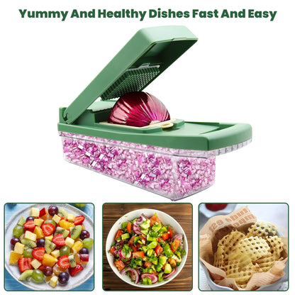 Vegetable Chopper,  Multifunctional 12-In-1 Veggie Chopper with 7 Blades, Onion Chopper Food Chopper Vegetable Slicer Cutter Dicer