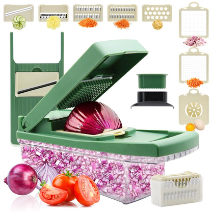 Vegetable Chopper,  Multifunctional 12-In-1 Veggie Chopper with 7 Blades, Onion Chopper Food Chopper Vegetable Slicer Cutter Dicer