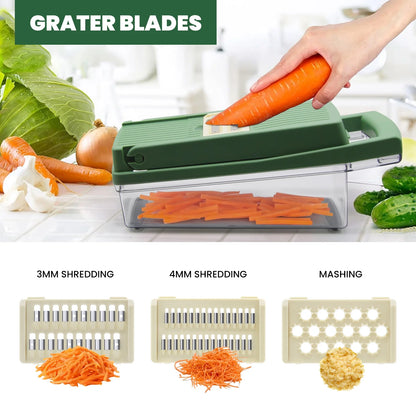 Vegetable Chopper,  Multifunctional 12-In-1 Veggie Chopper with 7 Blades, Onion Chopper Food Chopper Vegetable Slicer Cutter Dicer